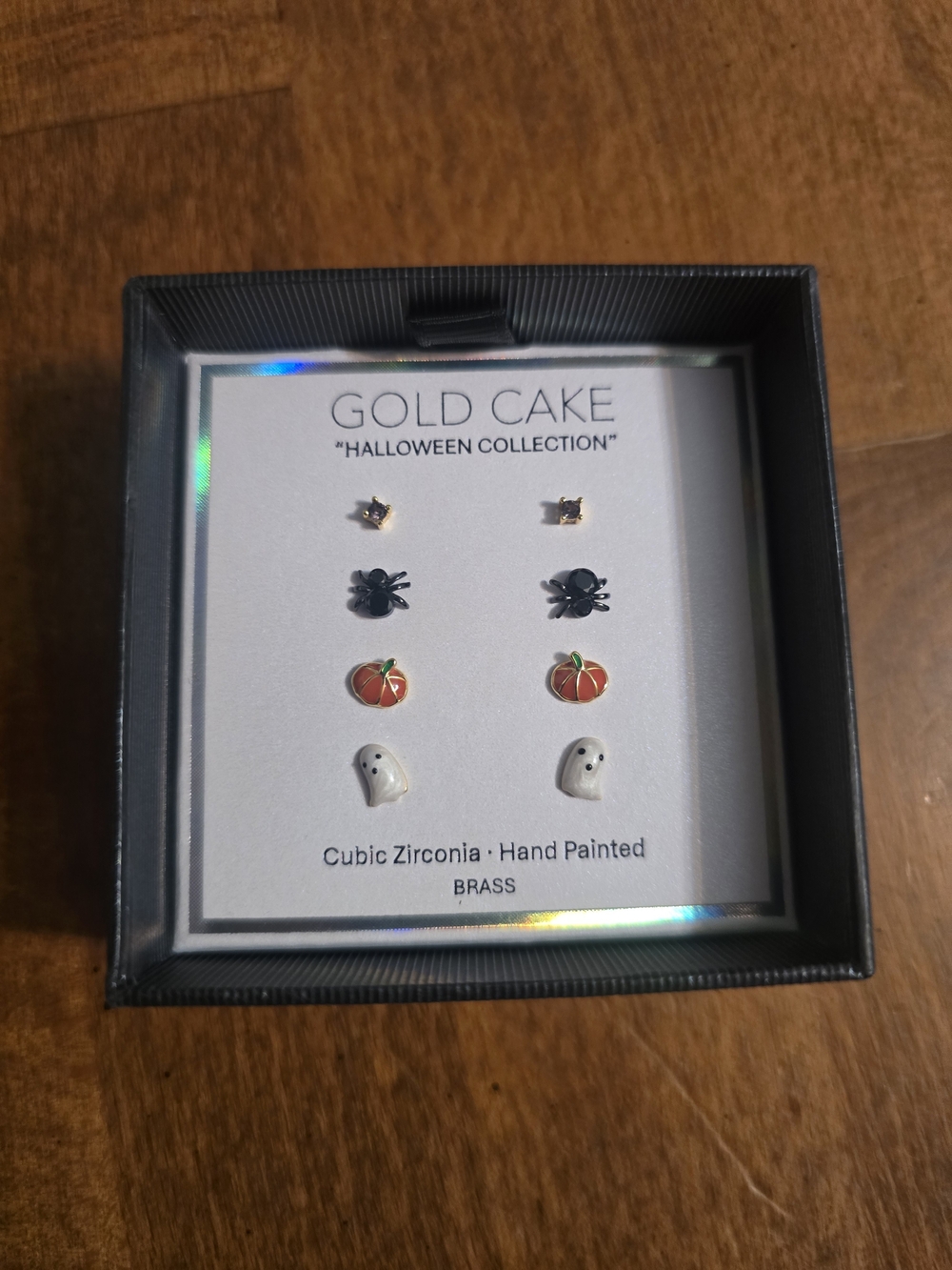 Gold Cake Halloween Stud Earring Set — Orange, Black, White